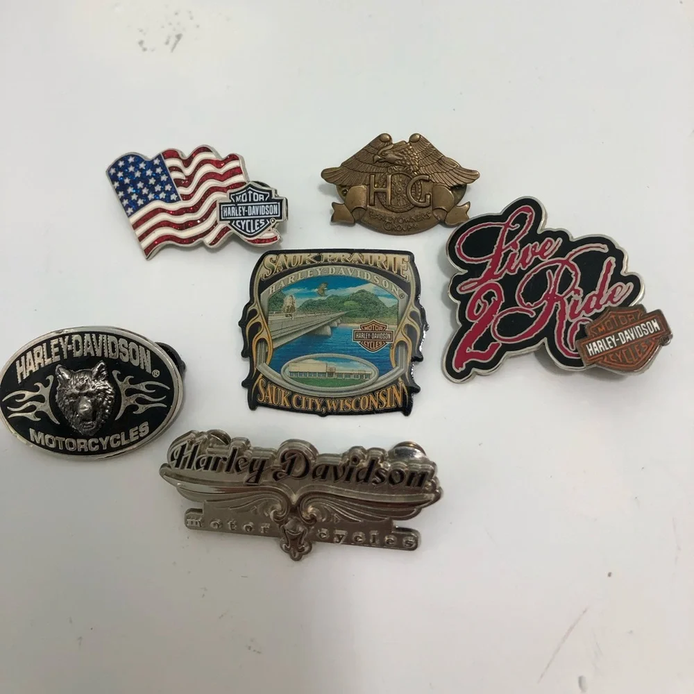 Lot of 6 Vintage Harley-Davidson Motorcycle Lapel Pins Daytona